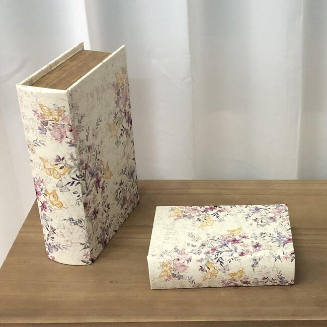 Set of 2 Botanical Meadows Book Storage Boxes