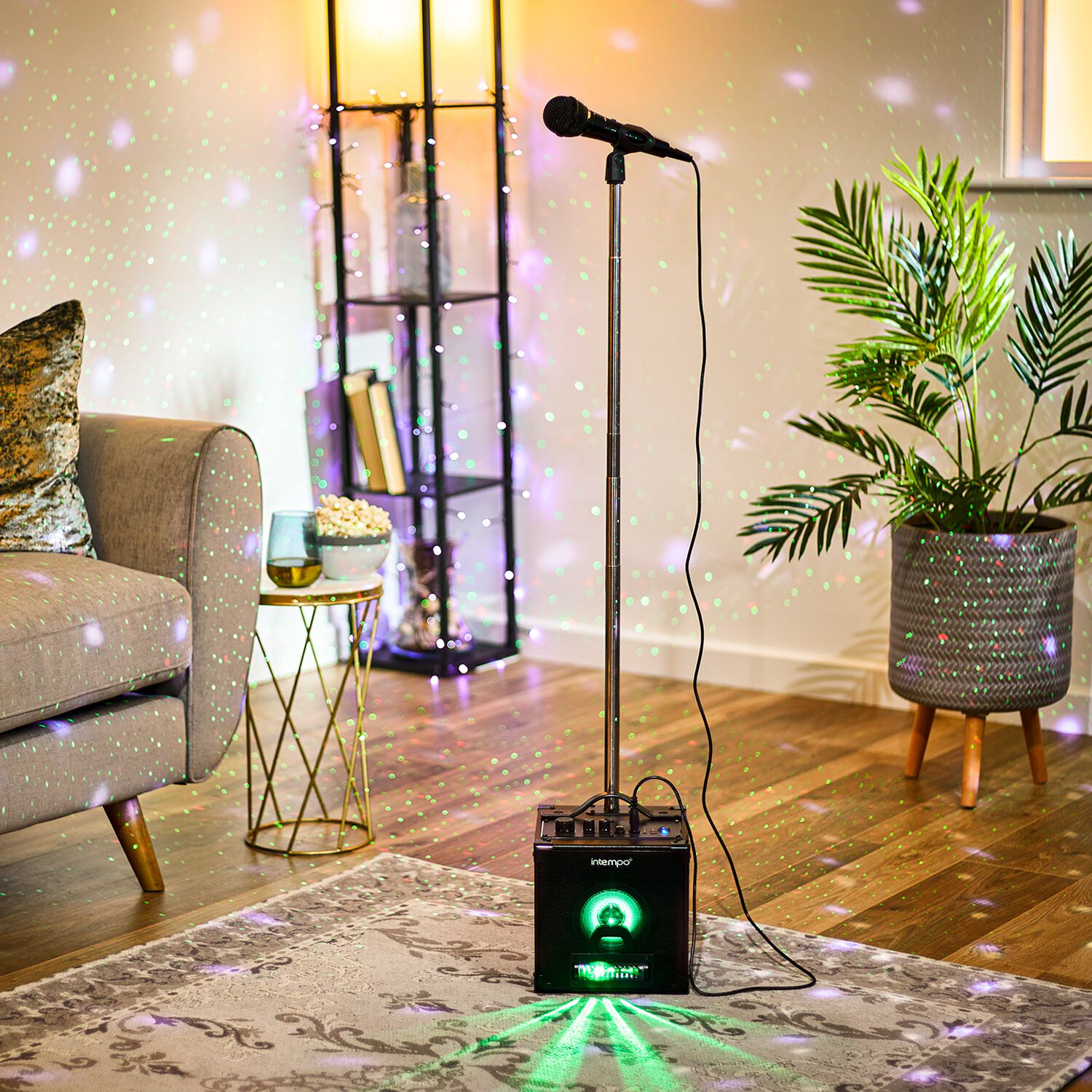 intempo karaoke speaker with mic stand