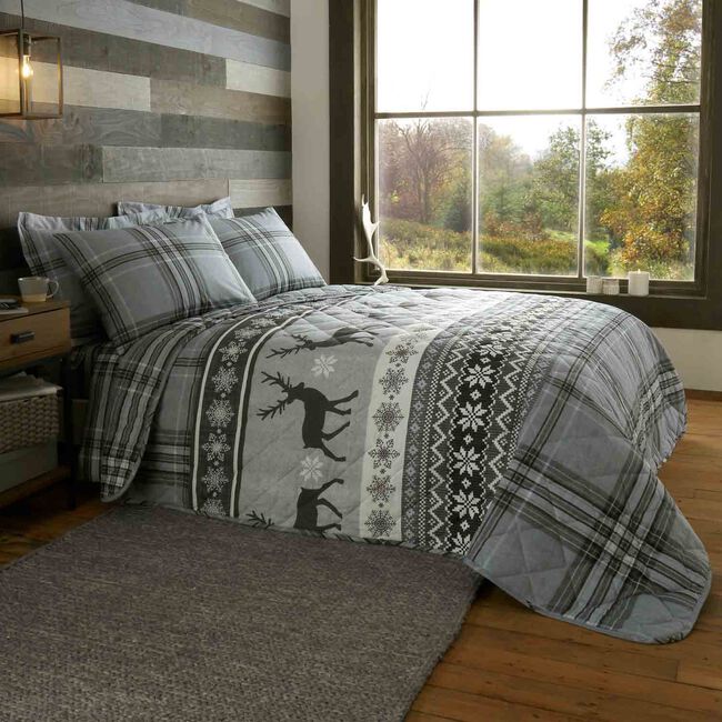 Snowflurry Check Stag Bedspread 200cm x 220cm