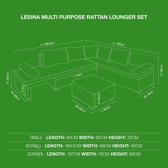 Lesina Multi Purpose Rattan Lounger Set