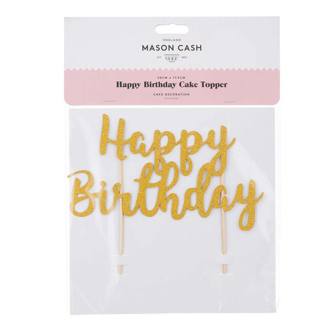 Mason Cash Gold Happy Birthday Cake Topper