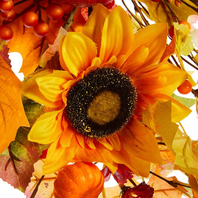 Autumn Sunflower & Pumpkin Door Hanger