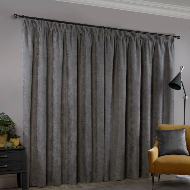 PENCIL PLEAT B/OUT & THERMAL H/BONE DEEP CHARCOAL 66x72 Curtain