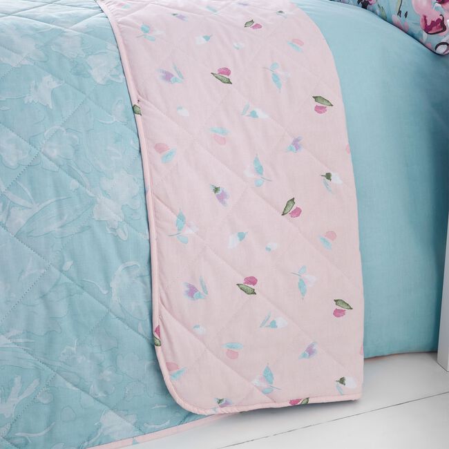 Esme Bedspread 200cm x 220cm - Duck Egg/Pink