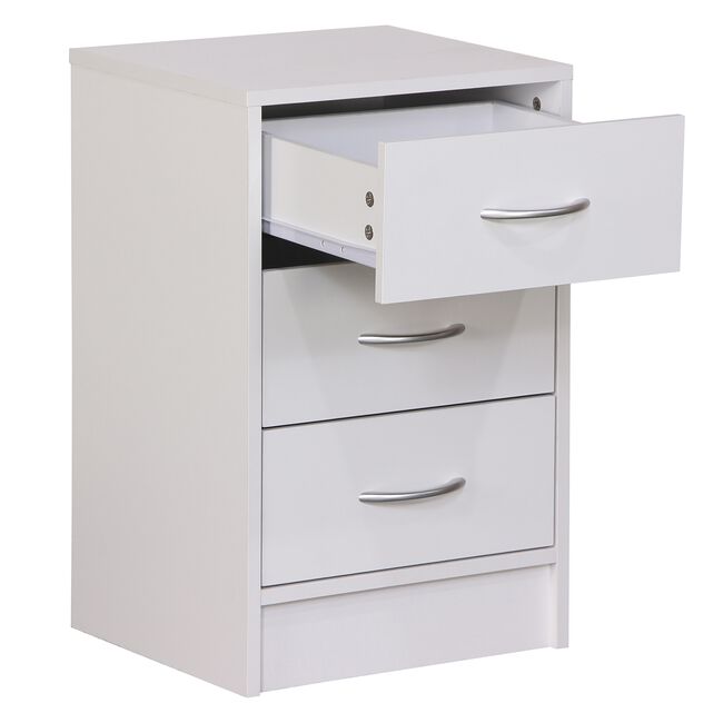 Mayfair White 3 Drawer Bedside Locker