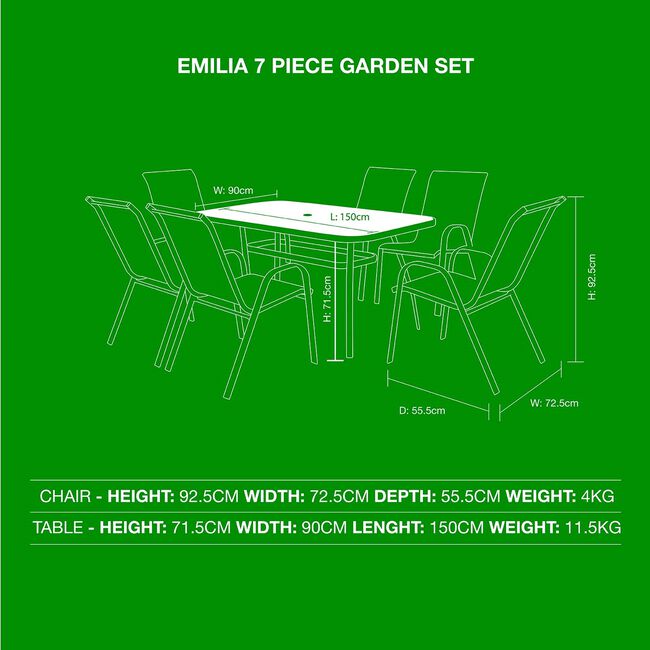 Emilia Garden Furniture Set 7 Piece