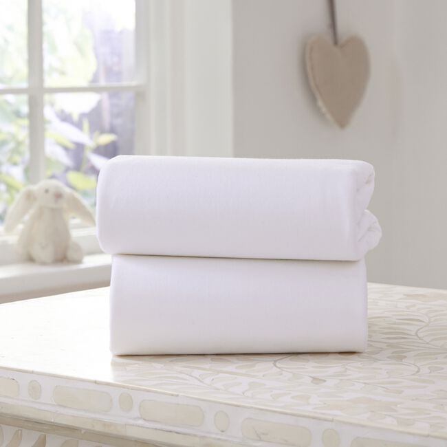 Clair De Lune White Cot Fitted Sheet - 2 Pack
