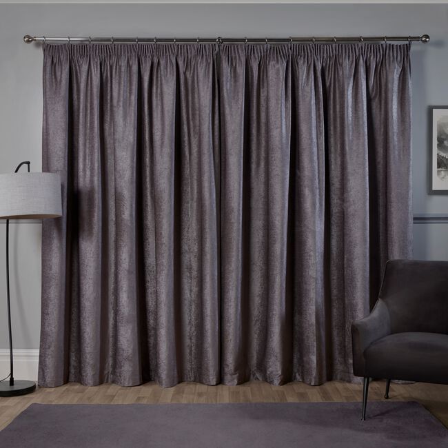 PENCIL PLEAT BLACKOUT & THERMAL TEXTURED SLATE 66x54 Curtain