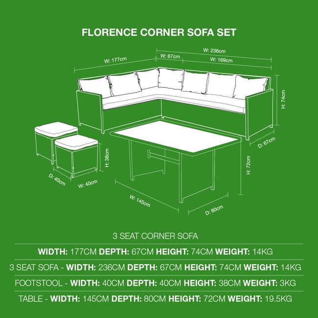 Florence Corner Sofa Garden Furniture Set