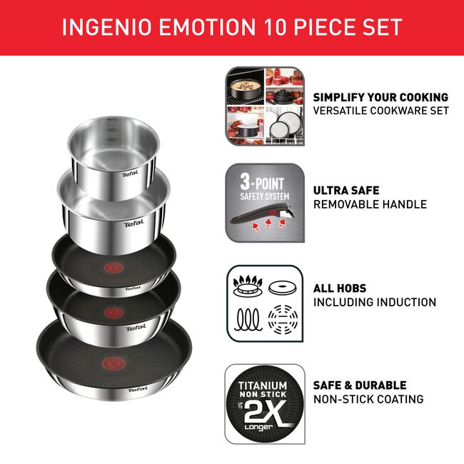 Tefal Ingenio Emotion Cookware Set - 10PC