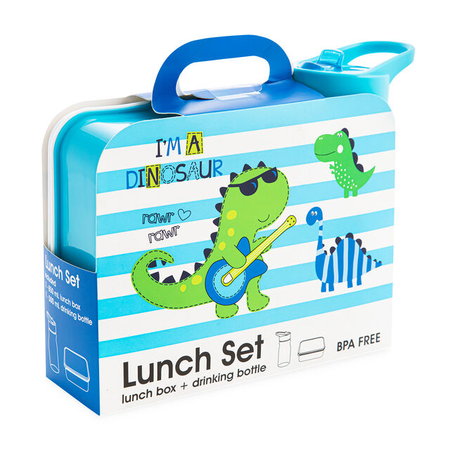 Blue Dino Kids Lunch Box and Bottle 500ml