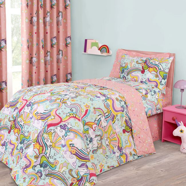 Groovy Unicorn Bedspread 200cm x 220cm - Pink