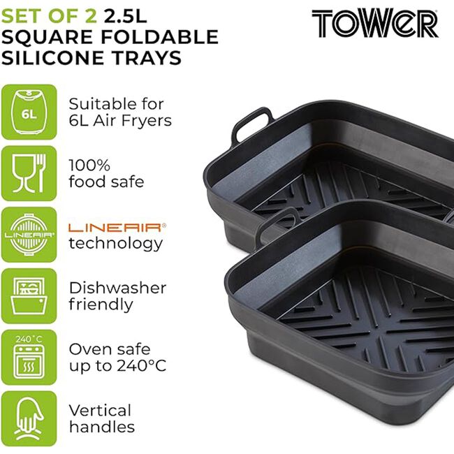 Tower Square Foldable Air Fryer Trays - 2 Pack