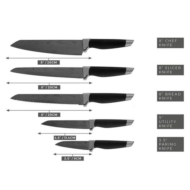 Tower Damascus 5 Piece Knife Set