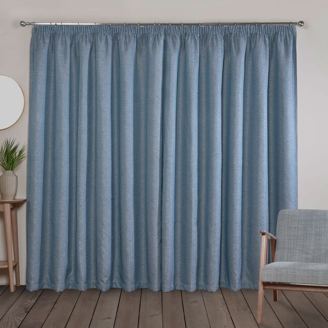 PENCIL PLEAT BLACKOUT & THERMAL BOUCLE NAVY 66x54 Curtain