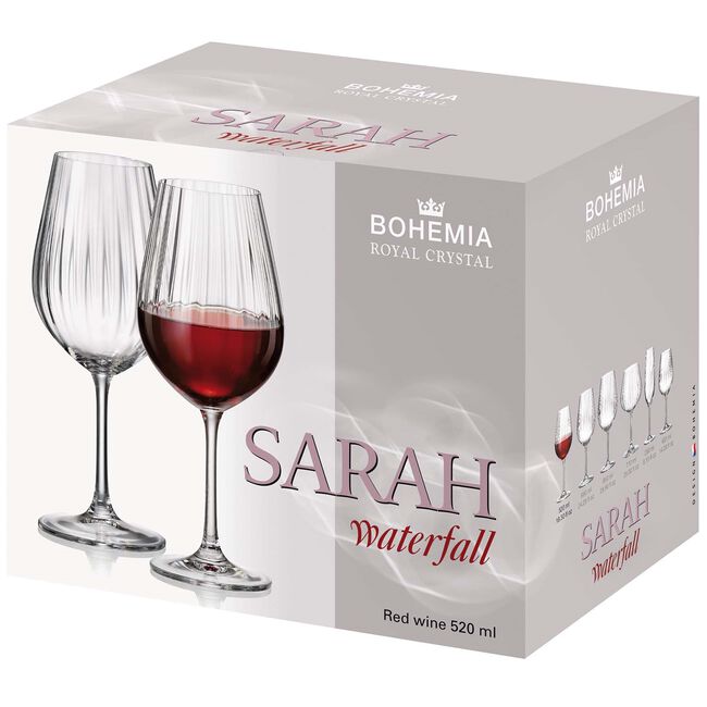 Bohemia Sarah Waterfall 6 520ml Red Wine Glasses