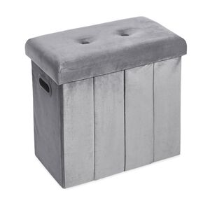 Dunnes Stores  Grey Velvet Ottoman With Storage and Lid