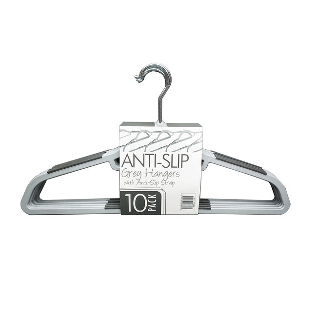 Skinny 10 Pack Grey  Hangers with Anti Slip