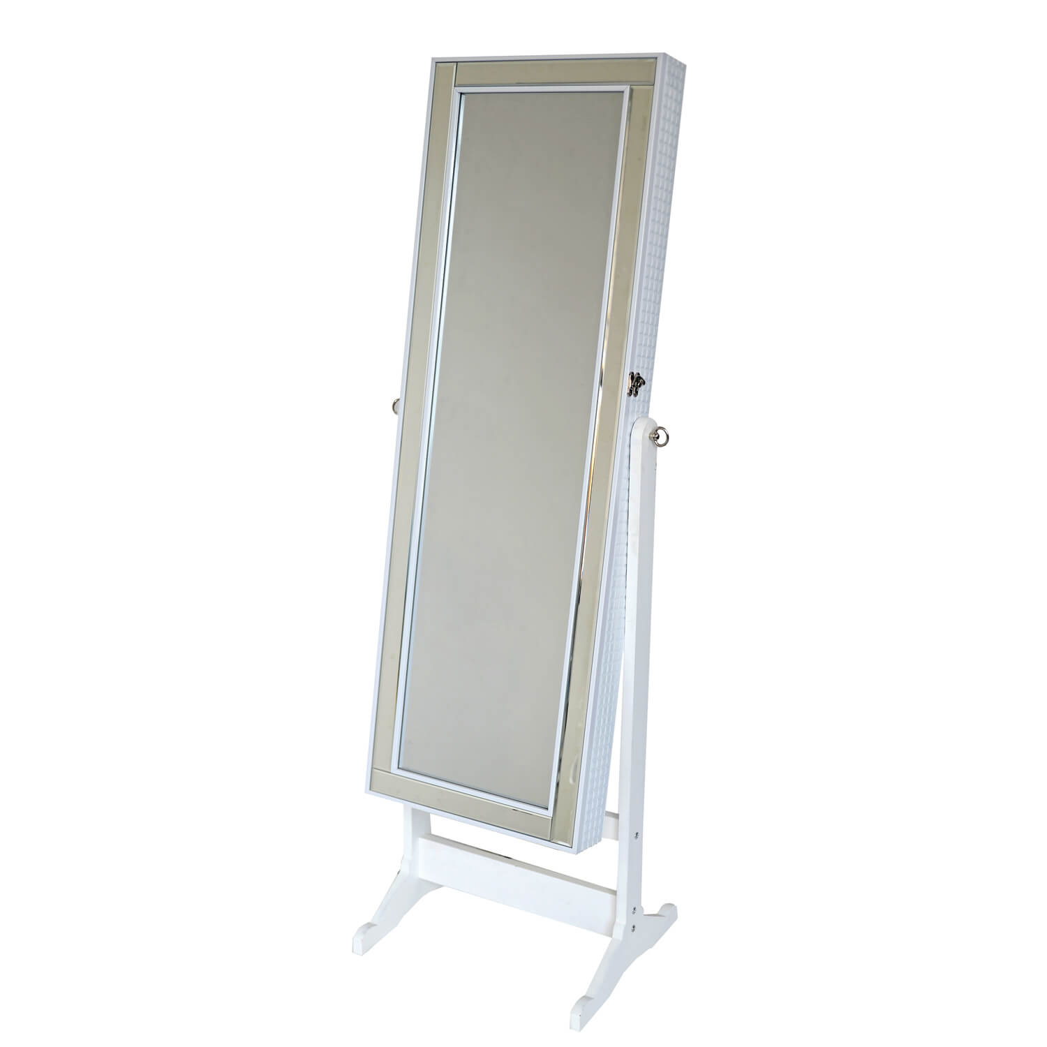 Cannon Quilted White Mirrored Jewellery Cabinet - Home ...